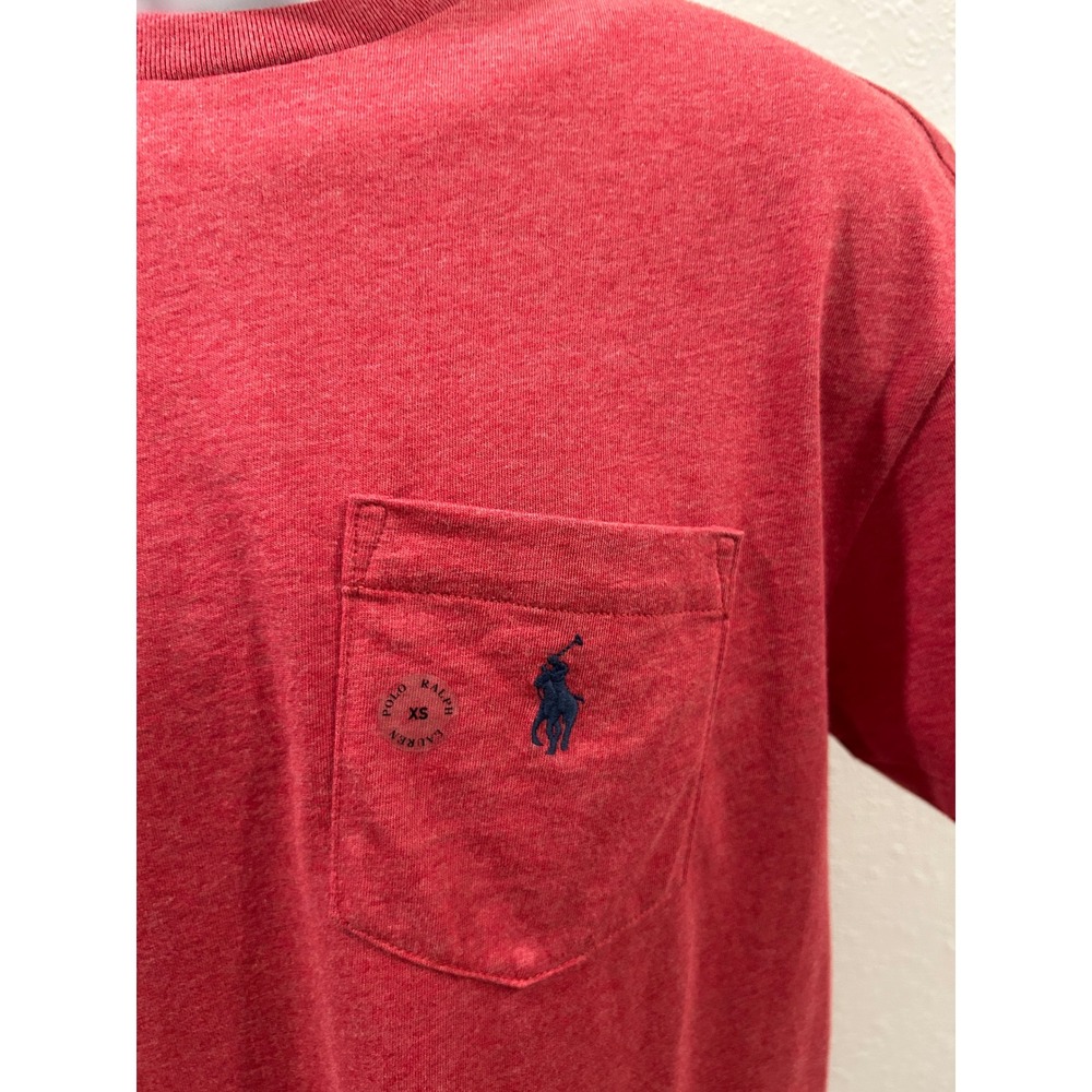 Polo Ralph Lauren Mens XS Classic Fit Pocket T-Shirt Heather Red Navy Pony Logo - Picture 3 of 7